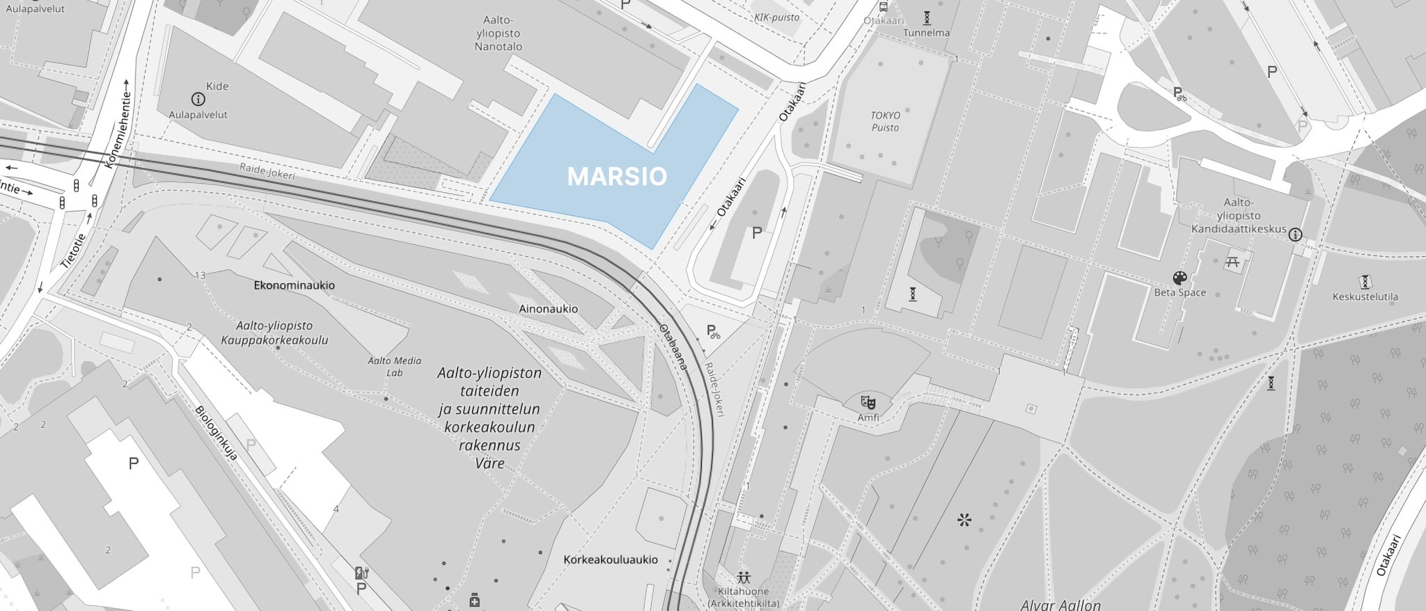 A map view of the Otaniemi campus center