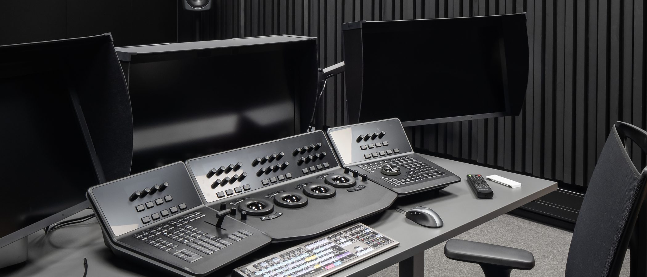 View of a color grading workstation