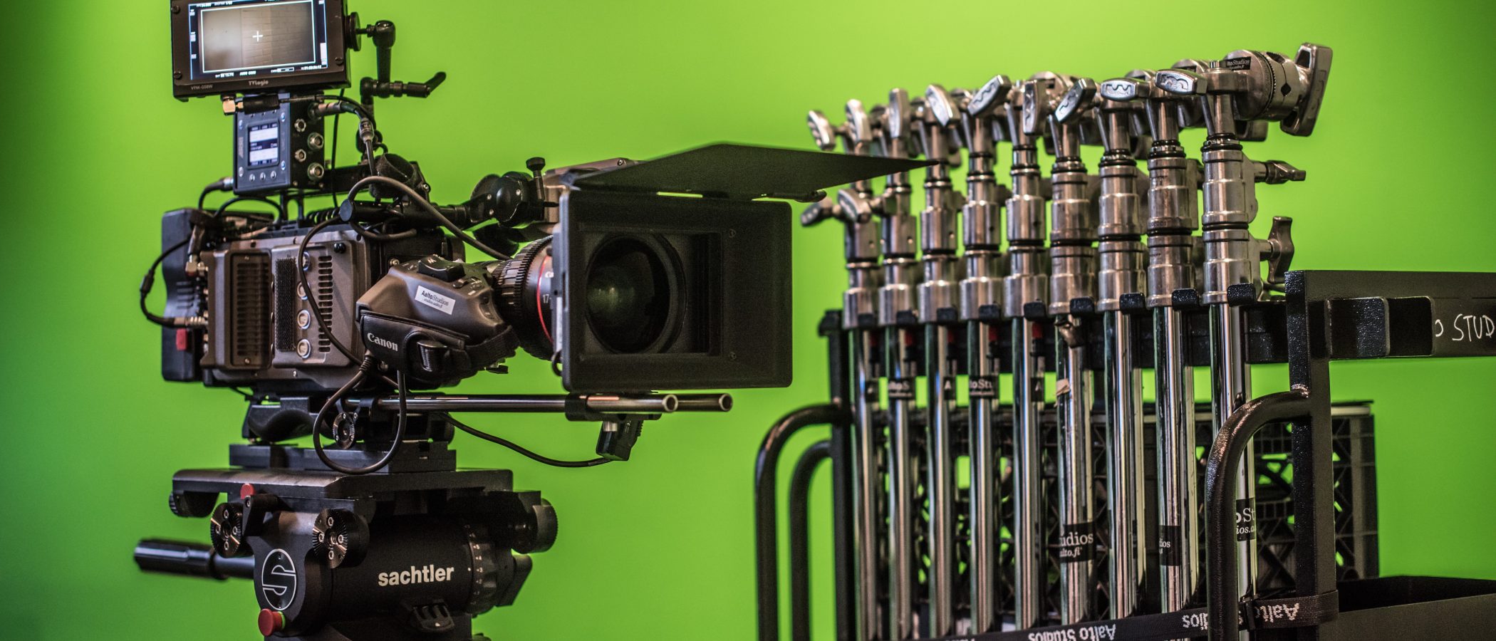 A camera and stands