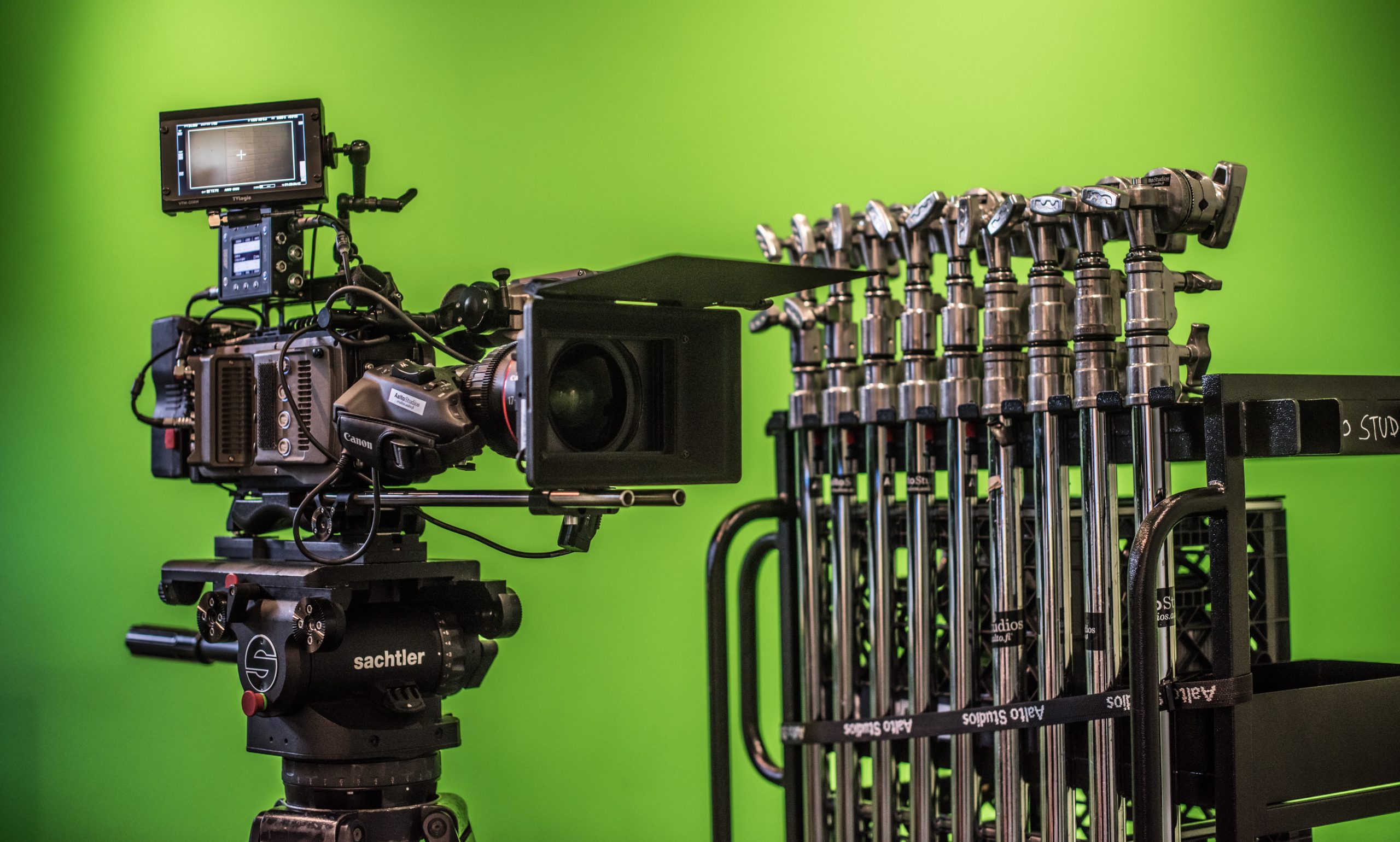 A camera and stands